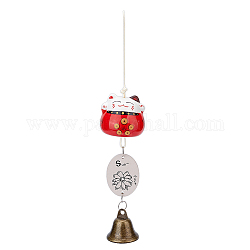 Campanelli eolici maneki neko in porcellana, ornamento appeso a campana in lega per la decorazione di balconi esterni paesaggistici, con carta fortunata in legno, rosso, 265mm, cat: 45x51 mm