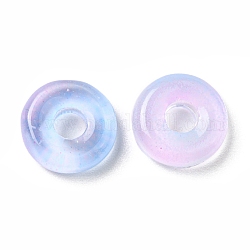 Verre transparent perles européennes, Perles avec un grand trou   , donut, lumière bleu ciel, 10x3mm, Trou: 3.0~4.3mm