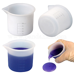Tasses à mesurer en silicone, tasse de mélange graduée, outil d'artisanat en résine uv et résine époxy, blanc, 48x68x53mm, diamètre intérieur: 60 mm, capacité: 50 ml (1.69 oz liq.)