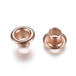 Núcleo de ojete de acero inoxidable estilo europeo 304, ojal para cuentas grandes agujeros, oro rosa, 8x4.5mm, agujero: 4 mm