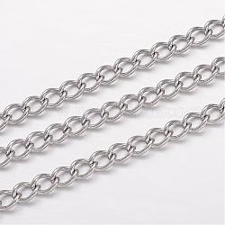 304 Stainless Steel Curb Chains, Twisted Chains, Unwelded, for Jewelry Making, Stainless Steel Color, 4x3x0.6mm