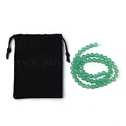 1 Strand Natural Green Aventurine Beads Strands, Round, Dyed, with Velvet Packing Pouches, 6mm, Hole: 1mm, about 62pcs/strand, 15.7 inch