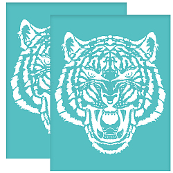 Plantilla de serigrafía autoadhesiva, para pintar sobre madera, tela de camiseta de decoración de diy, turquesa, patrón de tigre, 280x220mm