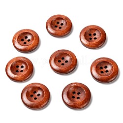 4-Agujero botones de madera, plano y redondo, tierra de siena, 25x5mm, agujero: 2 mm