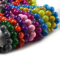 Chapelets de perles en verre peint, ronde, couleur mixte, 12mm, Trou: 1.3~1.6mm, Environ 66 pcs/chapelet, 31.4 pouce