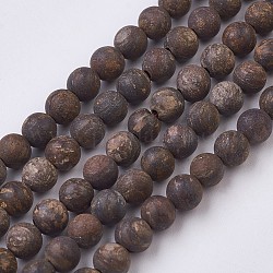 Natural Bronzite Bead Strands, Frosted, Round, 4.5~5mm, Hole: 0.5mm, about 82pcs/strand, 14.9inch(38cm)