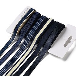 18 yarda 6 estilos de cinta de poliéster, para manualidades hechas a mano, moños para el cabello y decoración de regalo, paleta de colores azul, azul de Prusia, 3/8~1/2 pulgada (9~12 mm), alrededor de 3 yarda / estilo