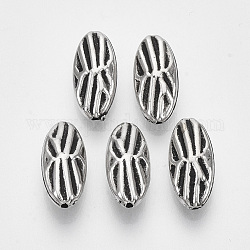 CCB Plastic Beads, Oval, Antique Silver, 15x7x4.5mm, Hole: 1mm, about 1800pcs/500g