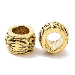 Perline foro grande in lega sitle tibetano, perline con foro grande, rondelle con fiore, oro antico, 7.5x5.5mm, Foro: 4.1 mm, circa 1234pcs/1000g