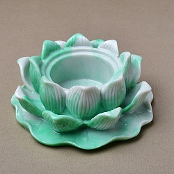Mini bases d'affichage de boule de cristal en résine de fleur de lotus bouddhiste, présentoir à sphère de cristal, vert de mer moyen, 108x45mm, diamètre intérieur: 50 mm