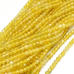 Naturelles agate jaune brins de perles, facette, ronde, 2.5~3mm, Trou: 0.6mm, Environ 142 pcs/chapelet, 15.3 pouce (39 cm)