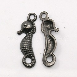 Tibetan Style Alloy Pendants, Cadmium Free & Lead Free, Sea Horse, Gunmetal Color, Size: about 23mm long, 7mm wide, 2mm thick, hole: 2mm