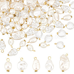 ARRICRAFT 100Pcs 5 Style ABS Plastic Imitation Pearl Beads Pendant, with Iron Finding, Teardrop & Oval & Flat Round, Mixed Color, 17.5~30x10.5~16x5~10.5mm, Hole: 1.8~3mm, 20pcs/style