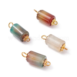 Breloques de connecteur d'agate de paon naturel, liens de colonne avec des perles d'espacement en alliage marguerite, or, 20~21x8mm, Trou: 1.8~2.6mm