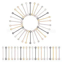 Unicraftale 50Pcs 5 Colors 316 Surgical Stainless Steel Eye Pins, Double Sided Eye Pins, Mixed Color, 24 Gauge, 30x3.5x0.5mm, Hole: 2.5x1.9mm, 10pcs/color