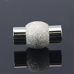 304 strukturierter Edelstahl-Magnetverschluss mit Klebeenden, Oval, Silber & Edelstahl Farbe, 19x11 mm, Bohrung: 6 mm
