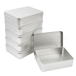 Olycraft rechteckige leere Weißblechkästen, mit aufsteckbaren Deckeln, Mini tragbare Box Container, matte silberne Farbe, 15.3x11.2x4 cm, Innengröße: 14.5x10.6 cm