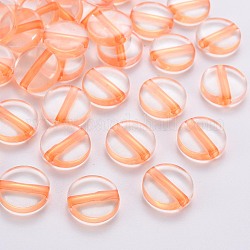 Abalorios de acrílico transparentes, plano y redondo, naranja, 16x5mm, agujero: 2.8 mm, aproximamente 480 unidades / 500 g