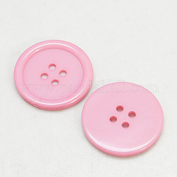 Botones de resina, teñido, plano y redondo, rosa, 11x2mm, agujero: 1 mm, 980 unidades / bolsa