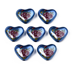 Perles acryliques opaques peintes à la bombe, cœur, bleu marine, 16x19x8mm, Trou: 2mm