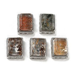Liens multibrins de quartz lodolite naturel, avec les supports de laiton, connecteur rectangulaire, 19x15x11~12mm, Trou: 2.6mm
