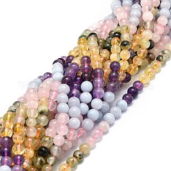 Un mélange naturel de pierres fines perles brins, aigue-marine naturelle & quartz rose & prehnite & citrine & améthyste, ronde, 6mm, Trou: 0.8mm, Environ 65 pcs/chapelet, 15.55'' (39.5 cm)