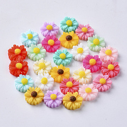 Resin Cabochons, Flower, Mixed Color, 11x4.5mm