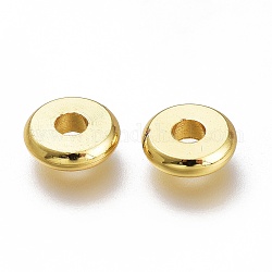 Perles séparateurs en laiton, Plaqué longue durée, plat rond, or, 6x1.5mm, Trou: 1.8mm