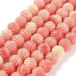Synthetic Coral Beads, Dyed, Turtle Shell, Salmon, 11x9mm, Hole: 1.4mm, about 40pcs/strand, 14.57''(37cm)