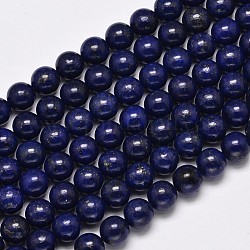 Gefärbt natürliche Lapislazuli runde Perlen-Stränge, 8 mm, Bohrung: 1 mm, ca. 49 Stk. / Strang, 15.7 Zoll