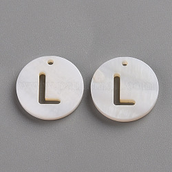 Природные подвески оболочки пресноводных, плоские круглые с буквы, letter.l, 12x1.5 мм, отверстие : 1 мм
