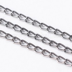 Iron Twisted Chains Curb Chains, Unwelded, Gunmetal, with Spool, Link: about 2mm wide, 3.5mm long, 0.5mm thick, about 328.08 Feet(100m)/roll