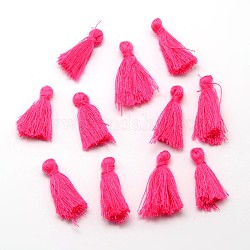 Borlas de hilo de algodón colgante de las decoraciones, de color rosa oscuro, 25~31x5mm, aproximamente 39~47 unidades / bolsa