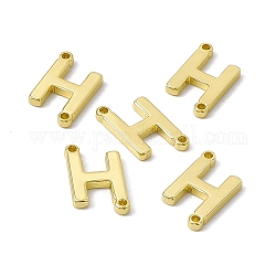 Encantos del conector de latón chapado en rack, real 18k chapado en oro, Plateado de larga duración, Sin cadmio y níque y plomo, enlaces de letras, letter.h, 14x8.5x1.5mm, agujero: 1 mm