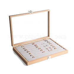 Boîtes de présentation d'anneaux en bois rectangle, vitrine de bijoux visible et transparente pour bagues, navajo blanc, 350x240x45mm