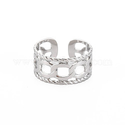 304 anello per polsino aperto a forma di catena barbazzale in acciaio inossidabile per donna, colore acciaio inossidabile, misura degli stati uniti 10 1/2 (20.1mm)
