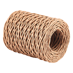 PandaHall 1 Roll Handmade Iron Wire Paper Rattan BurlyWood Woven Paper Rattan 2mm Floral Bind Wire for Art Craft Flower Bouquets 2mm