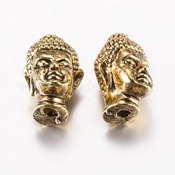 Tibetischer stil legierung perlen, Buddha-Kopf, Antik Golden, 13x9x8.5 mm, Bohrung: 1.5 mm