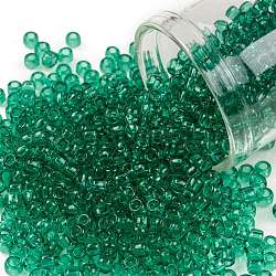 Toho perles de rocaille rondes, Perles de rocaille japonais, (72) verre de plage transparent vert, 8/0, 3mm, Trou: 1mm, environ 10000 pcs / livre