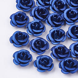 Алюминия бисера, матовые, долговечный, 5-лепестков цветка, королевский синий, 6~6.5x4 мм, отверстие : 0.8 мм
