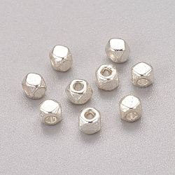 Aluminium Zwischen perlen, Schraubenmutter, Cadmiumfrei und Nickel frei und Bleifrei, silberfarben plattiert, 3x2.5 mm, Bohrung: 1 mm