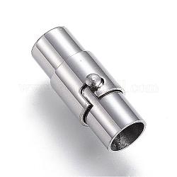 304 Stainless Steel Locking Tube Magnetic Clasps, Column, Stainless Steel Color, 17x7mm, Hole: 5mm