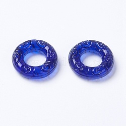 Perles vernissées de millefiori manuelles, anneau, bleu, 25x6mm, Trou: 12mm