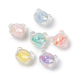 UV Plating Rainbow Iridescent Acrylic Beads, Two Tone, Bear, Mixed Color, 16x18x16mm, Hole: 3.5mm