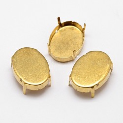 楕円形の真鍮ラインストーン爪セッティング  ゴールドカラー  25x18x0.4mm  18x25mmカボションに適合  約200個/袋