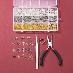 DIY Jewelry Making Finding Kit, Including Brass Jump Rings & Rings, Zinc Alloy Lobster Claw Clasps, Tweezers, Pliers, Mixed Color, 1807Pcs/set