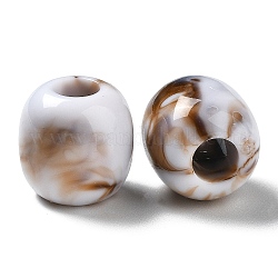 Perle acriliche opache finte pietre preziose, perline con foro grande, barile, bianco, 12x12mm, Foro: 5 mm, su: 480 pc / 500 g
