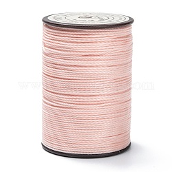 Runde gewachste Polyesterfadenschnur, Mikro-Makramee-Schnur, verdrillte Schnur, zum Nähen von Leder, rosa, 0.65 mm, ca. 87.48 Yard (80m)/Rolle