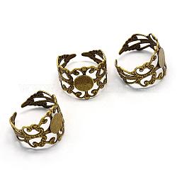 Manschette Eisen filigranen Ring Fassungen, Flachrund, Größe 8, Antik Bronze, Fach: 8 mm, 18.5 mm