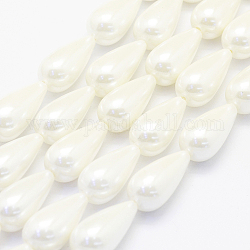 Shell Perlen Stränge, Träne, creme-weiß, 20.5x10.5 mm, Bohrung: 1 mm, ca. 20 Stk. / Strang, 15.7 Zoll (40 cm)
